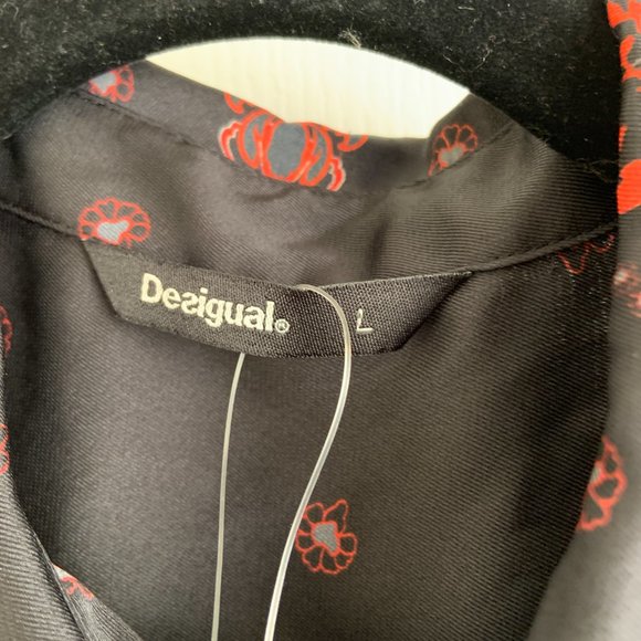 Women's Desigual Western Satin Paisley Long Sleeve Shirt Blouse Fringe Size L - Picture 10 of 14